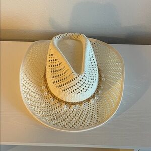 NWT - Elegant Cream Crochet Cowboy Hat